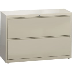 Lorell® Fortress 42"W Lateral 2-Drawer File Cabinet, Metal, Putty