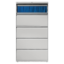 Lorell® Fortress 36"W Lateral 5-Drawer File Cabinet, Metal, Light Gray