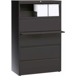 Lorell® 36"W x 18-5/8"D Lateral 5-Drawer File Cabinet, Charcoal