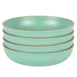 Gibson Home Rockabye 4-Piece Melamine Dinner Bowl Set, 8-1/2", Green