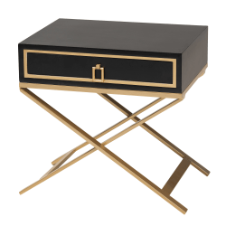 Baxton Studio Lilibet Modern Glam Wood And Metal 1-Drawer End Table, 19-3/4"H x 19-3/4"W x 15-3/4"D, Black/Gold
