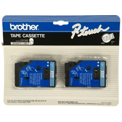 Brother® TC-12 Blue-On-Clear Tapes, 0.5" x 25', Pack Of 2