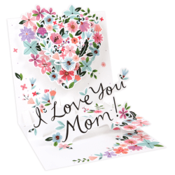 Up With Paper Mother's Day Pop-Up Greeting Card With Envelope, 5-1/4" x 5-1/4", Heart for Mom