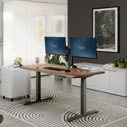 VARI Electric Standing Desk With ComfortEdge, 60"W, Walnut
