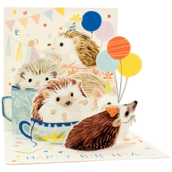 Up With Paper Summer Pop-Up Greeting Card With Envelope, 5-1/4" x 5-1/4", Hedgehog