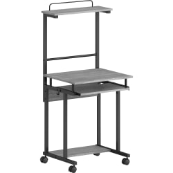 LYS Mobile Computer Workstation with Keyboard Tray - For - Table TopWeathered Charcoal Laminate Top - 53.50" Height x 23.63" Width x 20.63" Depth - Assembly Required - Medium Density Fiberboard (MDF) Top Material - 1 Each