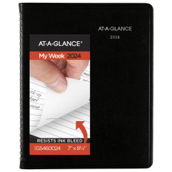 2024 AT-A-GLANCE® DayMinder Executive Weekly/Monthly Planner With Notes, 7" x 8-3/4", Black, January To December 2024, G54600