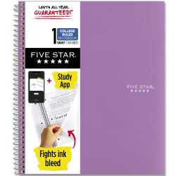 Five Star® Wire-Bound Notebook, 8-1/2" x 11", 1 Subject, College Ruled, 100 Sheets, Amethyst Purple