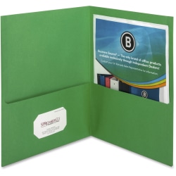 Business Source Letter Recycled Pocket Folder - 8 1/2"x11" - 100 Sheet Capacity - 2 Inside Front & Back Pocket(s) - 78493