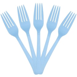 JAM PAPER Premium Utensils Party Pack, Plastic Forks, Light Blue, 48 Disposable Forks/Pack