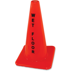 Impact Wet Floor Orange Safety Cone - 6 / Carton - English - Wet Floor Print/Message - 16.6" Width x 18" Height - Cone Shape - Heavy Duty - Vinyl - Orange