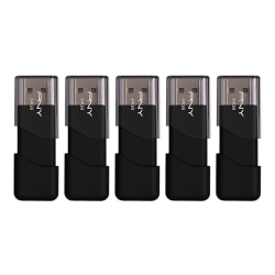 PNY Attache 3 USB 2.0 Flash Drives, 64GB, Black, Pack Of 5 Flash Drives