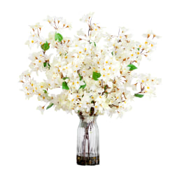 Nearly Natural 31"H Artificial Bougainvillea Arrangement With Vase, 31"H x 23"W x 23"D, Clear/White