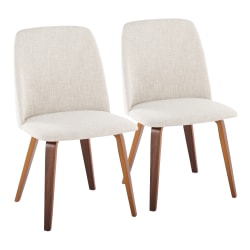 LumiSource Toriano Fabric And Wood Dining Chairs, Beige/Walnut, Set Of 2 Chairs