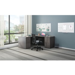 HON® Mod 66"W L-Station Computer Desk With Double-Pedestal, Slate Teak