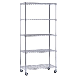 Edsal Muscle Rack™ Adjustable Mobile Wire Shelving, 5-Tier, 75"H x 36"W x 18"D, Chrome