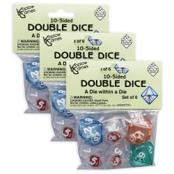 Koplow Games 10-Sided Double Dice Set, 6 Per Pack, Set Of 3 Packs