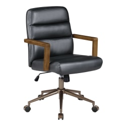 Office Star Henfield Faux Leather High-Back Executive Office Chair, Black