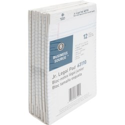 Business Source Writing Pads - 50 Sheets - 0.28" Ruled - 16 lb Basis Weight - Jr.Legal - 8"x5" Sheet Size - 63110