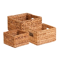 Honey-can-do 3Pk Natural Baskets Set - Woven Banana Leaf - Natural Brown - For Sport Equipments, CD/DVD, Toy, Book, Toiletries - 3 / Pack
