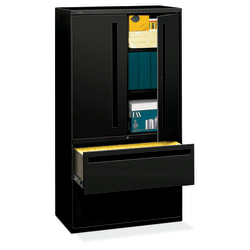 HON® Brigade® 700 18"D Lateral 2-Drawer Combo File Cabinet, Black