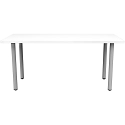 Safco® Jurni Multi-Purpose Post Leg Table With Glides, 29"H x 24"W x 60"D, Designer White/Silver