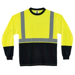 Ergodyne GloWear 8291BK Type-R Class 2 Long-Sleeve T-Shirt, XX-Large, Black/Lime