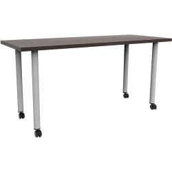 Safco® Jurni Multi-Purpose Post Leg Table With Casters, 29"H x 24"W x 60"D, Columbian Walnut/Silver