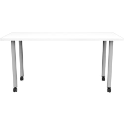 Safco® Jurni Multi-Purpose Post Leg Table With Casters, 29"H x 24"W x 60"D, Designer White/Silver