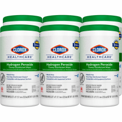 Clorox Healthcare Hydrogen Peroxide Cleaner Disinfectant Wipes - 155 / Canister - 450 / Pallet - Bleach-free, Antibacterial - White