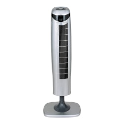 Optimus Pedestal Tower Fan With Remote Control And LED, 35" x 9"