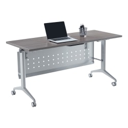 WorkPro® AnyPlace Flip-Top Nesting Training Table With Modesty Panel, 60"W x 29-1/2"H x 24"D, Gray/Silver