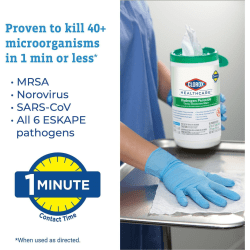 Clorox Healthcare Hydrogen Peroxide Cleaner Disinfectant Wipes, 5-3/4" x 6-3/4", 155 Wipes Per Tub, White, Carton Of 6 Tubs