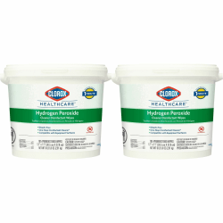 Clorox Healthcare Hydrogen Peroxide Cleaner Disinfectant Wipes - 11" Length x 12" Width - Bleach-free, Antibacterial - White - 185/Tub - 2 / Carton