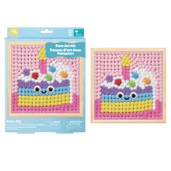Little Yellow Bicycle Birthday Cake Framed Pom Art Kit, 6-3/4" x 7-3/4", Total Qty 1