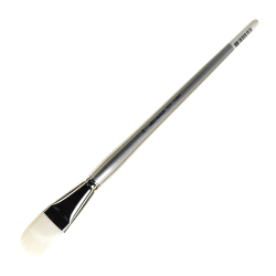 Silver Brush Silverwhite Series Long-Handle Paint Brush, Size 16, Filbert Bristle, Synthetic, Silver/White