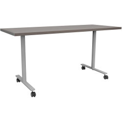 Safco® Jurni Multi-Purpose T-Leg Table With Casters, 29"H x 24"W x 60"D, Columbian Walnut/Silver