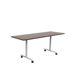 Safco® Jurni Multi-Purpose T-Leg Table With Casters, 29"H x 24"W x 72"D, Columbian Walnut/Silver