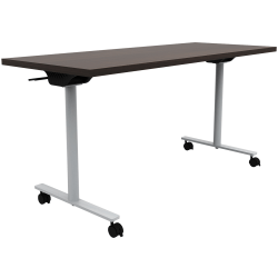 Safco® Jurni Flip Table With Casters, 29"H x 24"W x 60"D, Columbian Walnut/Silver