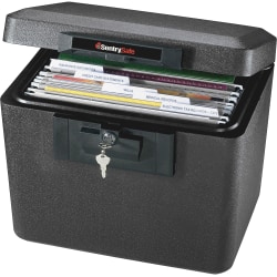 Sentry Safe Security Fire File - Key Lock - Fire Resistant - Overall Size 13.6" Height x 15.3" Width x 12.1" Depth - Black - Steel
