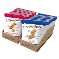 HomeFree Treats Chocolate Chip & Vanilla Cookie Bundle, 1.1 Oz, Case Of 20 Packages