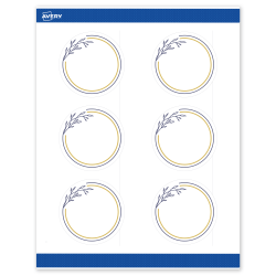 Avery® Print-To-The-Edge Labels With Sure Feed® Technology, S00-DNG-PRWMP10, Round, 3", Matte White, Preprinted Gold & Navy Border with Florals Design, Pack Of 60