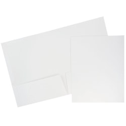 JAM Paper® Glossy 2-Pocket Presentation Folders, 8-1/2" x 11", White, Pack Of 6 Folders