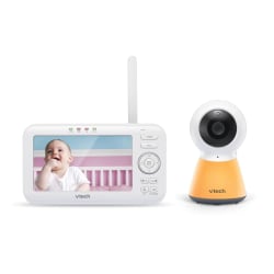 VTech 1080p Video Baby Monitor System With 5" Display And Adaptive Night-Light, 1.1"H x 6.49"W x 3.78"D, White