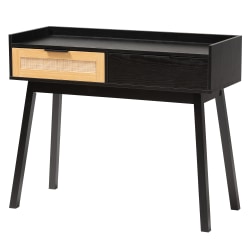 Baxton Studio Kalani Mid-Century Modern 2-Tone Wood 2-Drawer Console Table, 31-3/4"H x 39-7/16"W x 15-3/4"D, Espresso Brown/Natural Brown Finished