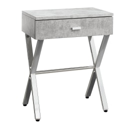 Monarch Specialties Nicole Accent Table, 22-1/4"H x 18-1/4"W x 12"D, Gray Cement/Silver