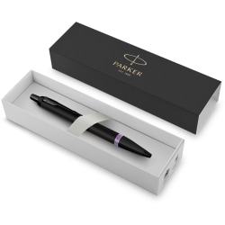 Parker® IM Ballpoint Pen, Medium Point, 0.7 mm, Satin Black/Amethyst Purple Barrel, Blue Ink