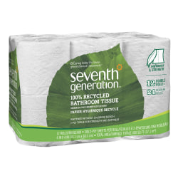 Seventh Generation® 2-Ply Toilet Paper, 100% Recycled, 240 Sheets Per Roll, Pack Of 12 Rolls