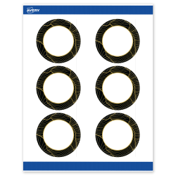Avery® Printable Labels With Sure Feed® Technology, S00-ETM, Round, 3", Matte White With Preprinted Black/Gold Vein Border, Pack Of 60