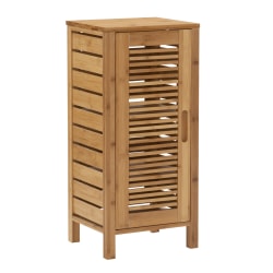 Linon Bullock 13"W Single Door Bamboo Cabinet, Natural